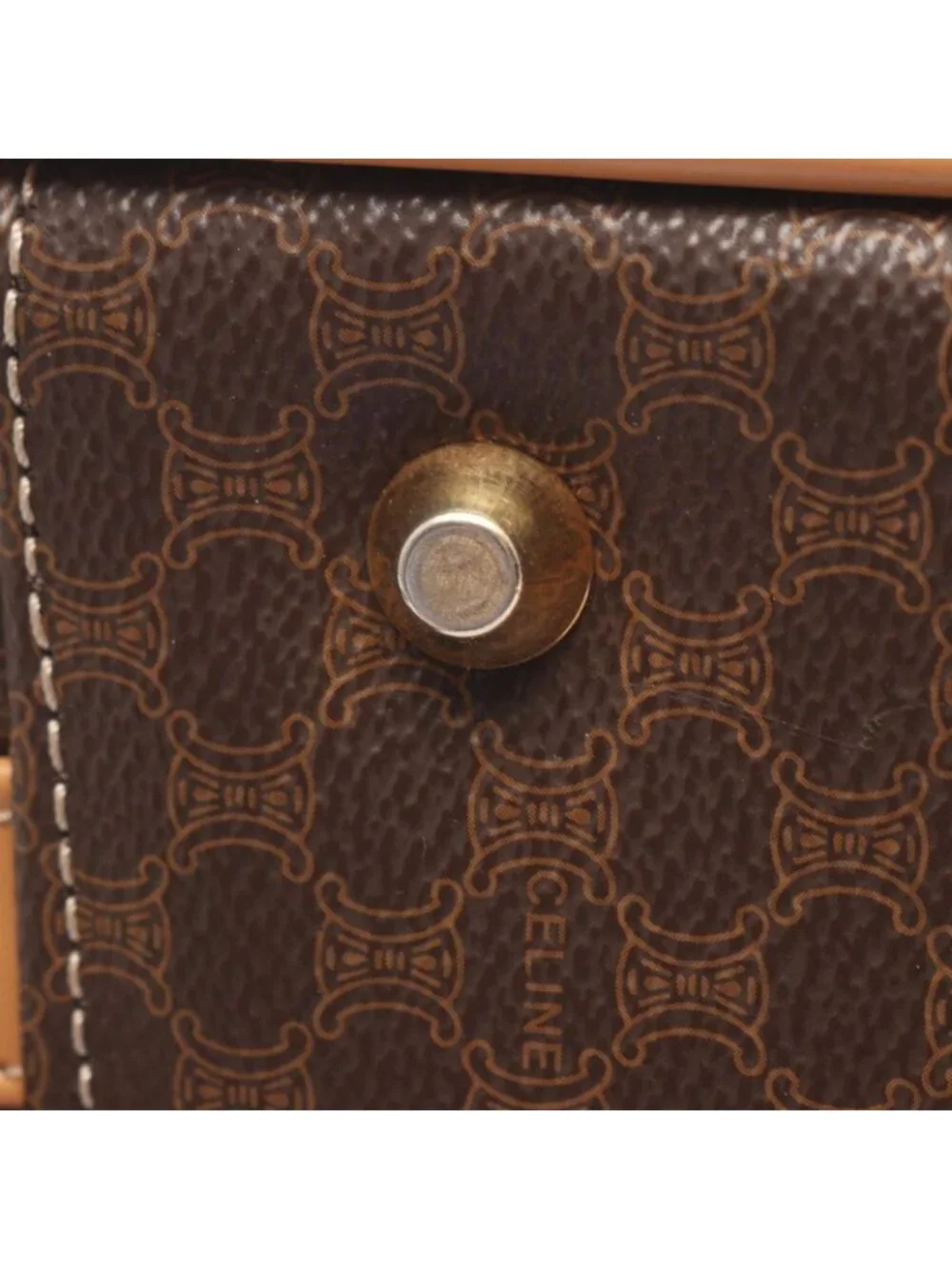 Celine Briefcase Macadam Dark Brown Canvas Leather 2-Way